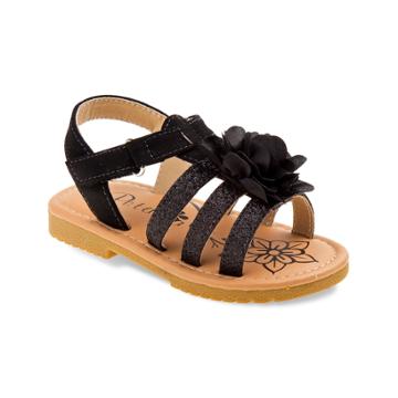 Petalia Floral Toddler Girls' Sandals, Size: 10 T, Black