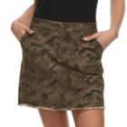 Juniors' Rewash Camouflage Frayed Twill Mini Skirt, Teens, Size: 13, Green