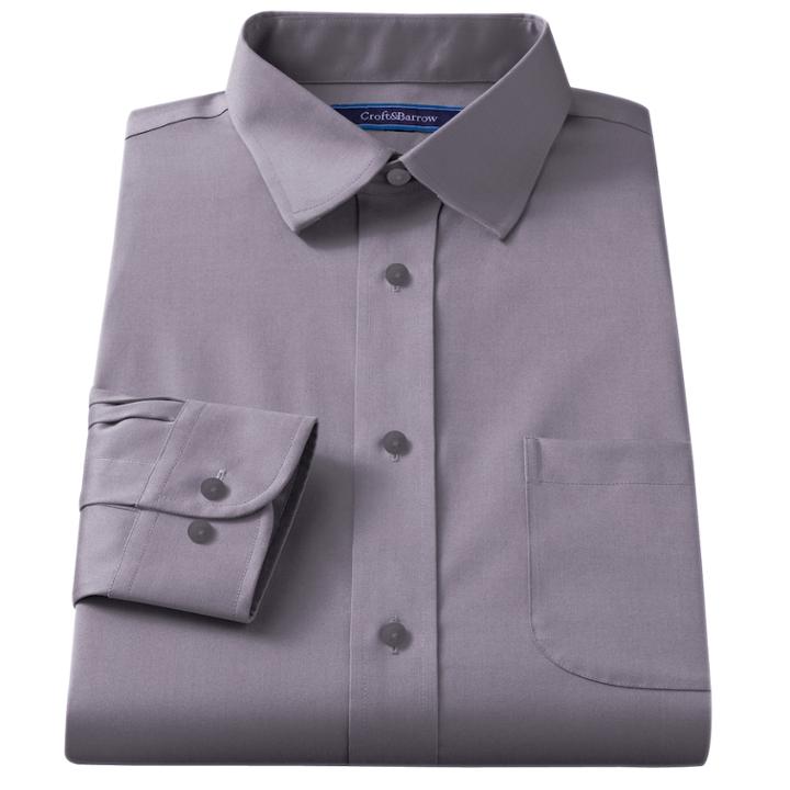 Men's Croft & Barrow&reg; Classic-fit Easy Care Solid Spread-collar Dress Shirt, Size: 17-32/33, Med Grey