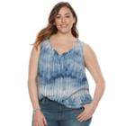 Plus Size Sonoma Goods For Life&trade; Front Tie Tank, Women's, Size: 1xl, Blue