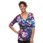 Women's Dana Buchman Printed Surplice Top, Size: Small, Lt Purple