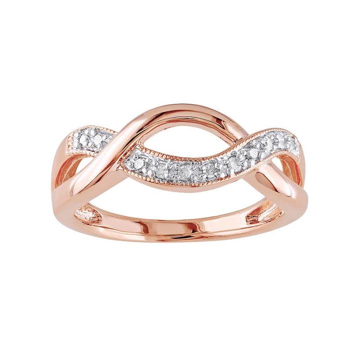 1/10 Carat T.w. Diamond Pink Rhodium-plated Sterling Silver Infinity Ring, Women's, Size: 5, Multicolor