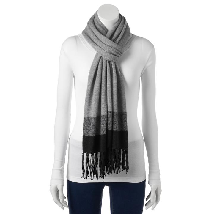 Apt. 9&reg; Fringed Cashmere Ombre Pashmina Oblong Scarf, Women's, Grey Other