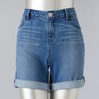 Women's Simply Vera Vera Wang Cuffed Jean Shorts, Size: 6, Dark Blue