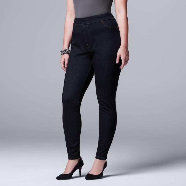 Plus Size Simply Vera Vera Wang Denim Leggings, Women's, Size: 2xl, Dark Blue