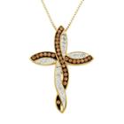 Champagne Brilliance 18k Gold Over Silver Ribbon Cross Pendant, Women's, Size: 18, Brown