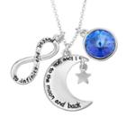Charming Inspirations Moon & Infinity Charm Necklace, Women's, Blue