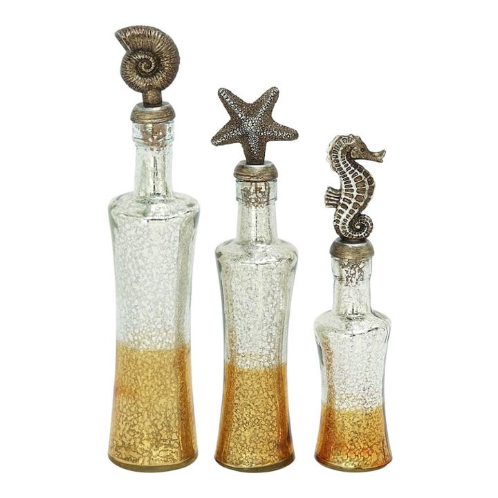 Coastal Living Rustic Glass Bottle 3-piece Set, Adult Unisex, Multicolor
