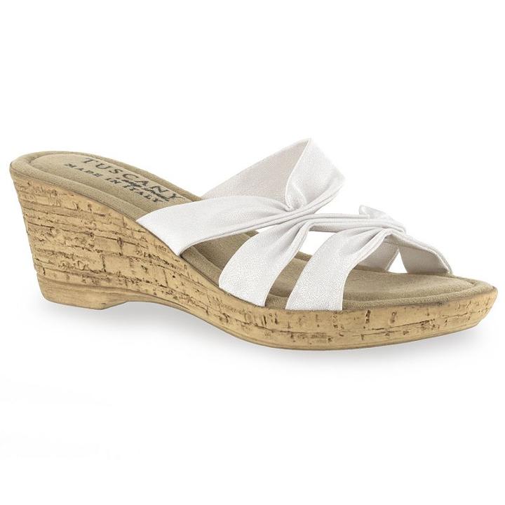 Tuscany By Easy Street Lauria Women's Wedge Sandals, Size: 10 Wide, White