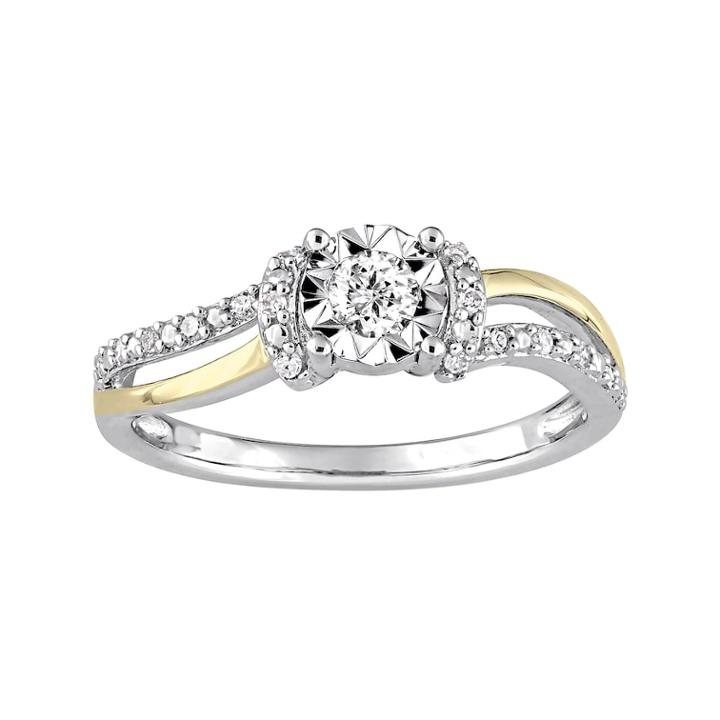 Stella Grace Two Tone Sterling Silver 1/5 Carat T.w. Diamond Ring, Women's, Size: 8, White