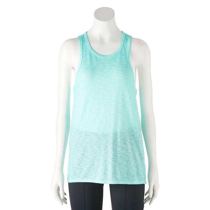 So, Juniors' &reg; High Neck Slub Tank Top, Girl's, Size: Xs, Turquoise/blue (turq/aqua)