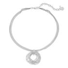 Dana Buchman Textured Circle Link Pendant Necklace, Women's, Silver