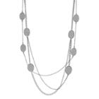 Glitter Oval Long Multi Strand Necklace, Women's, Silver
