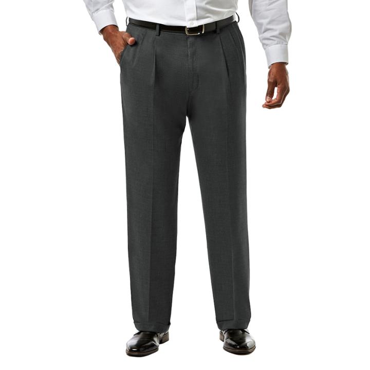 Big & Tall J.m. Haggar Premium Classic-fit Sharkskin Stretch Pleated Suit Pants, Men's, Size: 50x32, Dark Grey