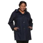 Plus Size Tower By London Fog Hooded Double-collar Jacket, Women's, Size: 1xl, Blue (navy)