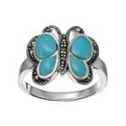 Silver Luxuries Simulated Turquoise Butterfly Ring, Women's, Size: 6, Grey