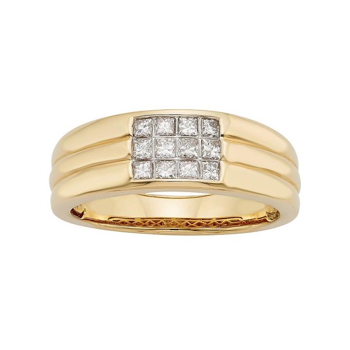 Men's 14k Gold Igl Certified 1/2 Carat T.w. Diamond Wedding Band, Size: 12.50