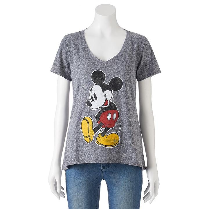 Disney's Mickey Mouse Juniors' Classic Graphic Tee, Girl's, Size: Medium, Grey (charcoal)