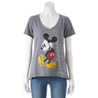 Disney's Mickey Mouse Juniors' Classic Graphic Tee, Girl's, Size: Medium, Grey (charcoal)