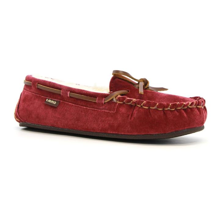 Lamo Britain Moc Ii Women's Fleece Moccasins, Size: 10, Red
