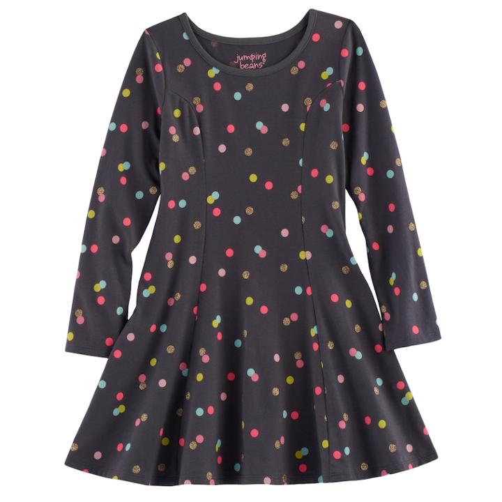 Girls 4-10 Jumping Beans&reg; Princess Seam Dress, Size: 8, Dark Grey