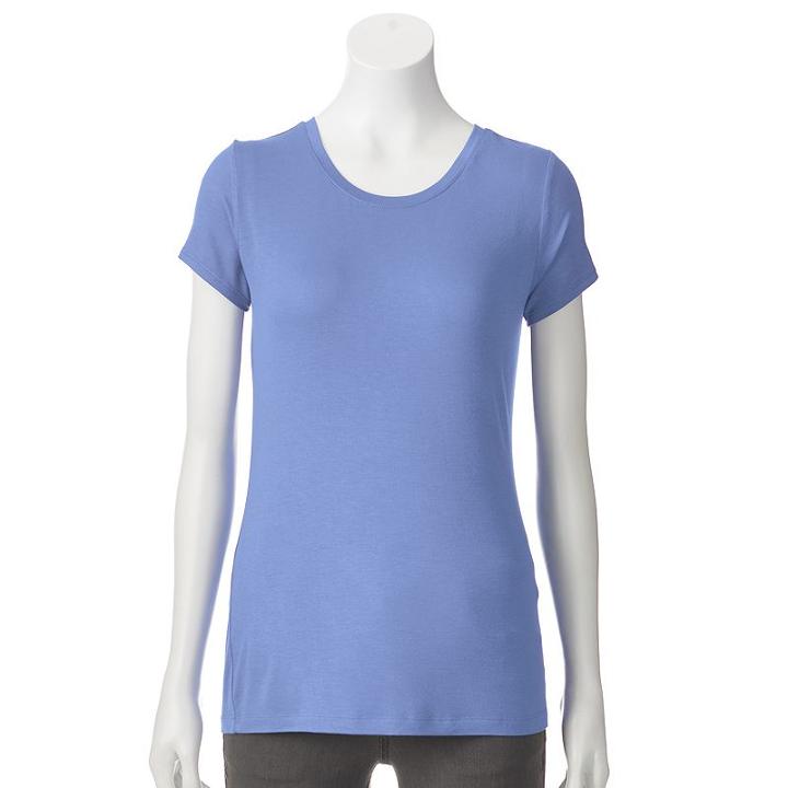 Women's Apt. 9&reg; Essential Crewneck Tee, Size: Xl, Blue (navy)