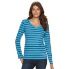Women's Croft & Barrow&reg; Classic V-neck Tee, Size: Large, Turquoise/blue (turq/aqua)