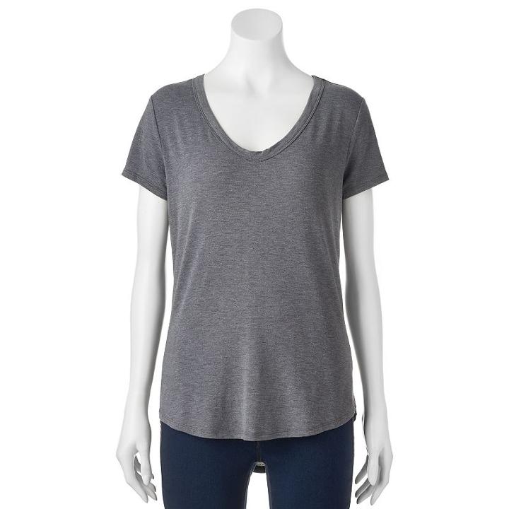 Juniors' So&reg; Solid Shirttail Tee, Girl's, Size: Medium, Grey (charcoal)