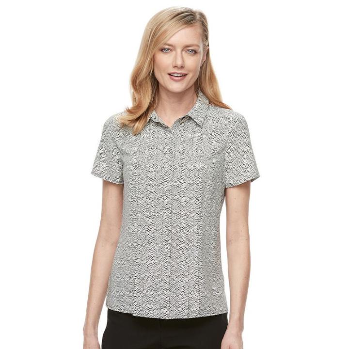 Women's Dana Buchman Pleated Blouse, Size: Xs, Light Grey