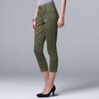 Petite Simply Vera Vera Wang Crop Zipper Accent Pants, Women's, Size: 12 Petite, Green