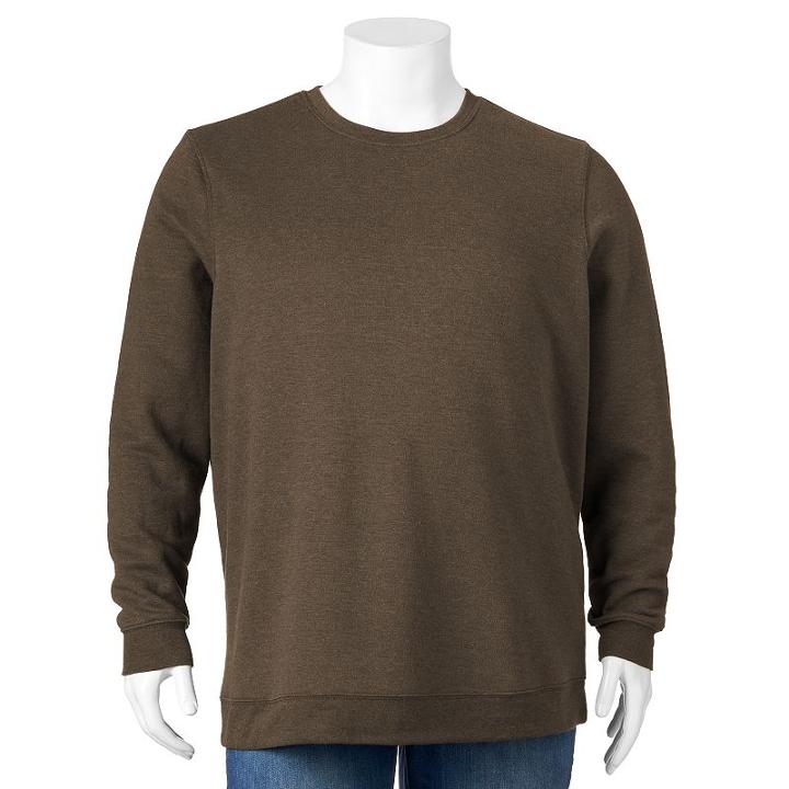 Big & Tall Croft & Barrow&reg; Fleece Crewneck Sweatshirt, Men's, Size: 3xl Tall, Dark Brown