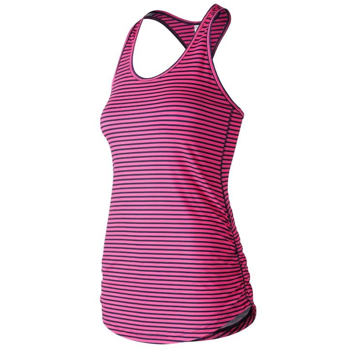 Women's New Balance Striped Perfect Tank, Size: Medium, Pink Other