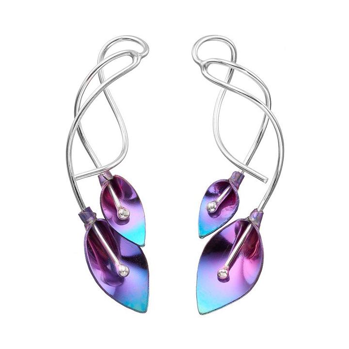 Journee Collection Sterling Silver & Niobium Calla Lily Earrings, Women's, Multicolor