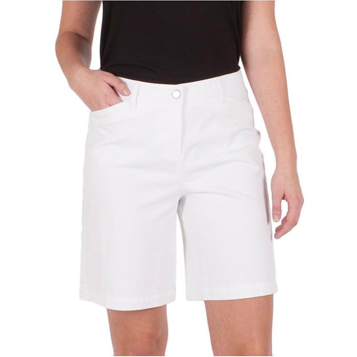 Women's Larry Levine Basic Twill Bermuda Shorts, Size: 8, White Oth