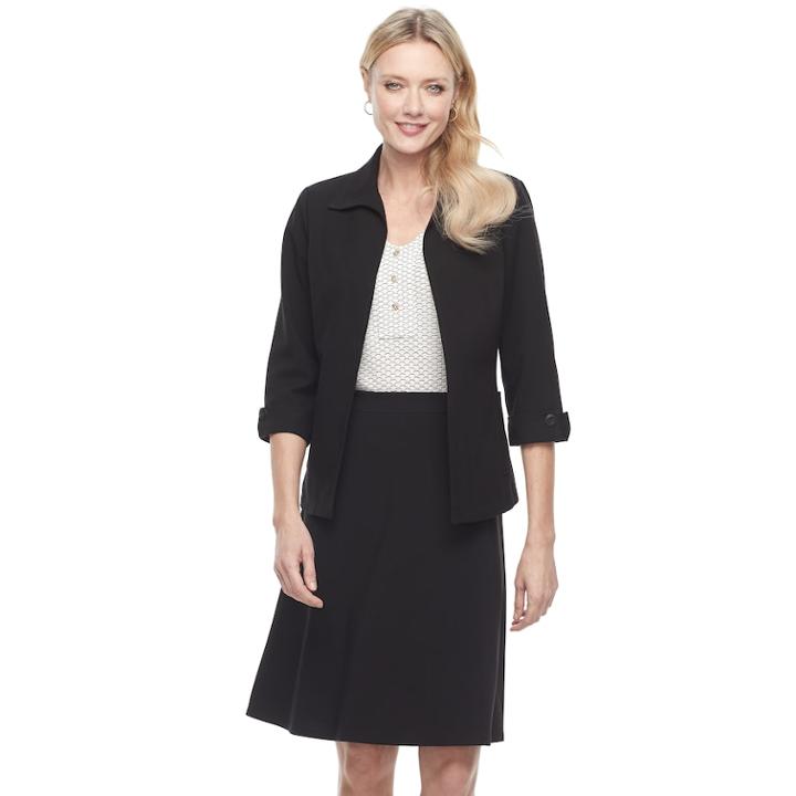 Women's Dana Buchman Open-front Soft Jacket, Size: 6, Black