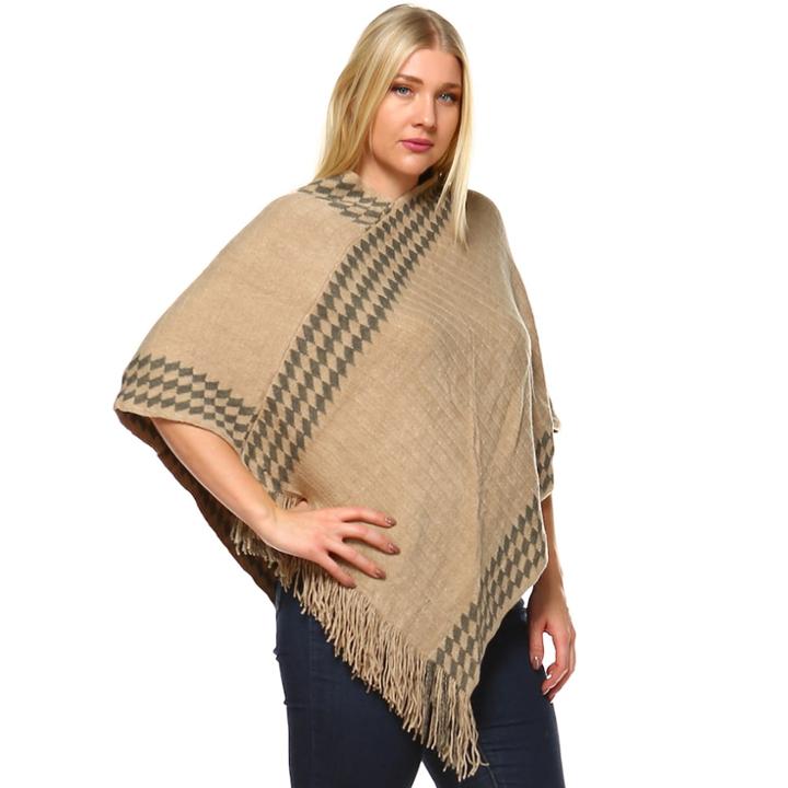 Plus Size White Mark Nevaeh Poncho, Women's, Dark Beige
