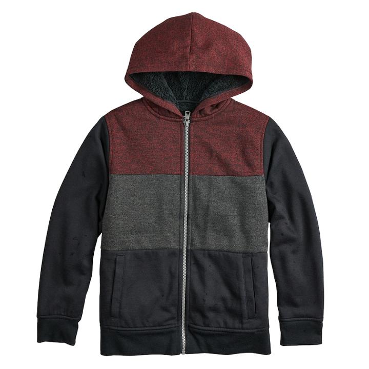 Boys 8-20 Urban Pipeline&reg; Textured Colorblock Sherpa Hoodie, Size: Small, Red