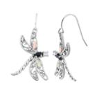 Black Hills Gold Tri-tone Onyx & Cubic Zirconia Dragonfly Drop Earrings In Sterling Silver, Women's