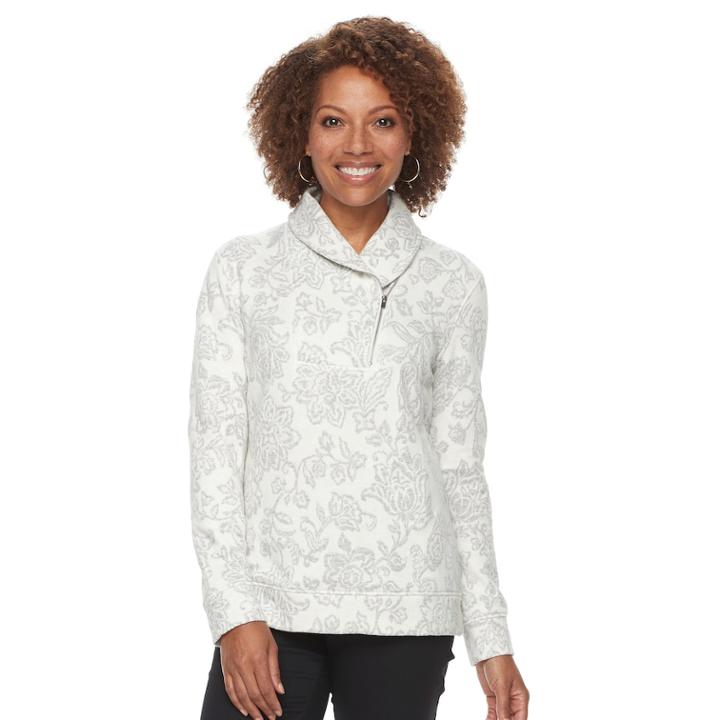 Petite Croft & Barrow&reg; Shawl Collar Textured Sweatshirt, Women's, Size: S Petite, Natural
