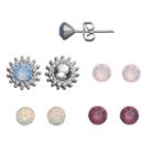 Brilliance Interchangeable Floral Stud Earring Set With Swarovski Crystals, Women's, White