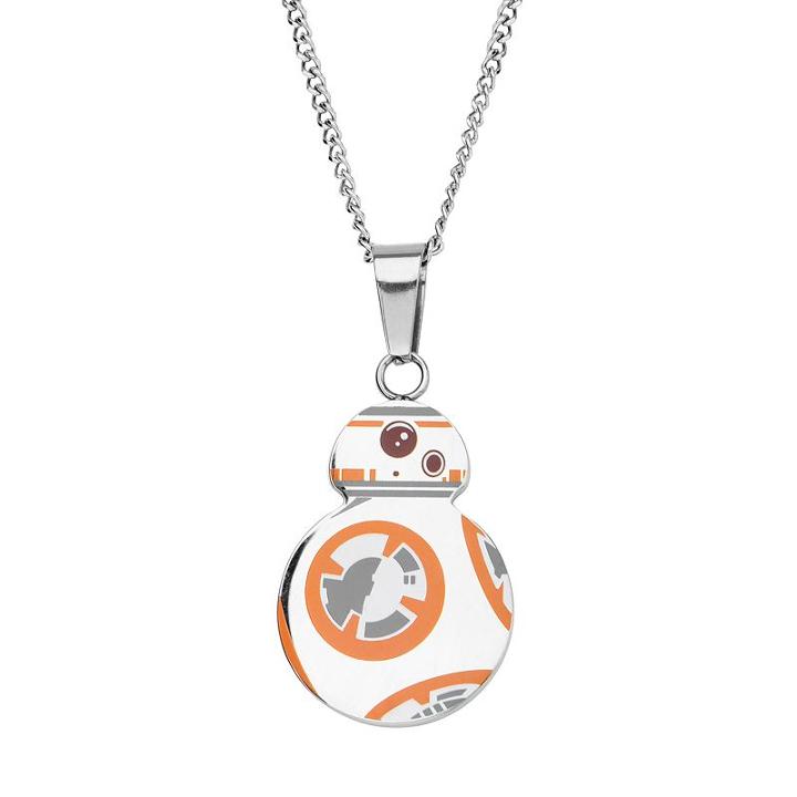Star Wars: Episode Vii The Force Awakens Men's Stainless Steel Bb-8 Pendant Necklace, Size: 22, Grey