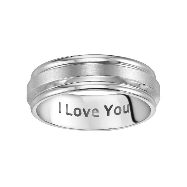 Lovemark Stainless Steel I Love You Men's Wedding Band, Size: 9, Grey