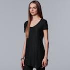 Women's Simply Vera Vera Wang Pucker Asymmetrical Hem Tee, Size: Large, Black