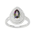 Sterling Silver Mystic Fire Topaz & Cubic Zirconia Teardrop Halo Ring, Women's, Size: 6, Purple