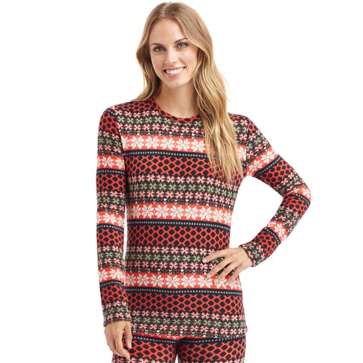 Women's Cuddl Duds Softwear Crewneck Top, Size: Small, Dark Red