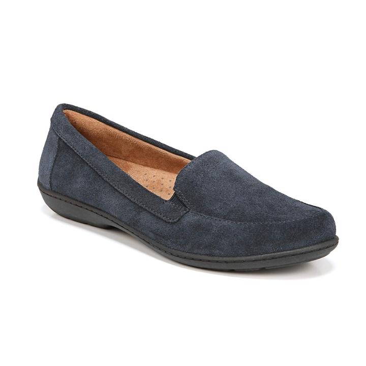 Naturalsoul By Naturalizer Kacy Women's Leather Flats, Size: 8.5 Wide, Dark Blue