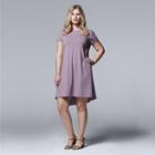 Plus Size Simply Vera Vera Wang Mixed-media T-shirt Dress, Women's, Size: 3xl, Med Purple
