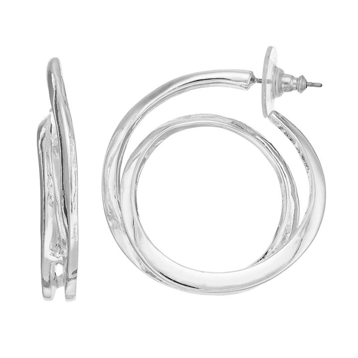 Dana Buchman Swirl Double Hoop Earrings, Women's, Silver