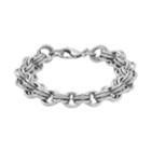Sterling Silver Textured And Polished Link Bracelet, Women's, Grey