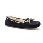 So&reg; Women's Microsuede Moccasin Slippers, Size: Large, Black